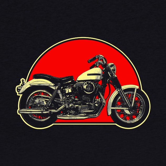 1968 Harley-Davidson XLCH Retro Red Circle Motorcycle by Skye Bahringer